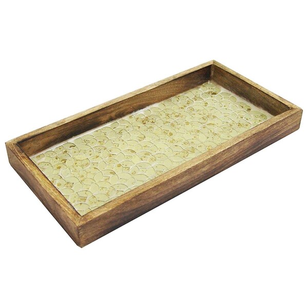 Nu Steel Nu Steel TR-249 Gold Mosaic Wooden Tray TR-249 - main